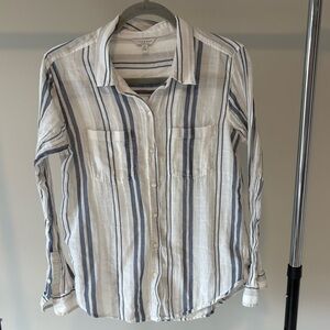 Lucky Brand Blue and White Striped Casual Shirt size small